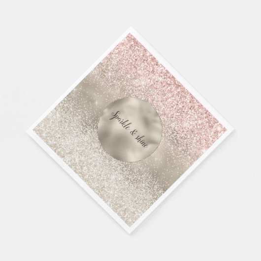 Serviette En Papier Champagne Or rose blanc brillant Parties scintilla (Coin)
