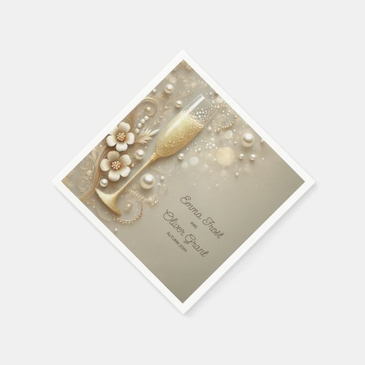 Serviette En Papier Champagne & Pearl Elegant Wedding Shower (Coin)
