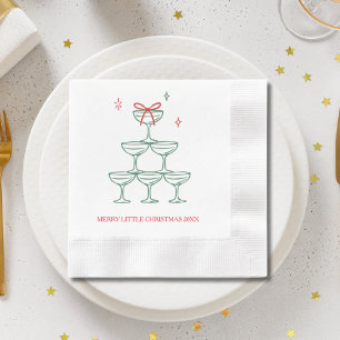 Serviette En Papier Champagne Personnalisé Cocktail de Noël Rétro