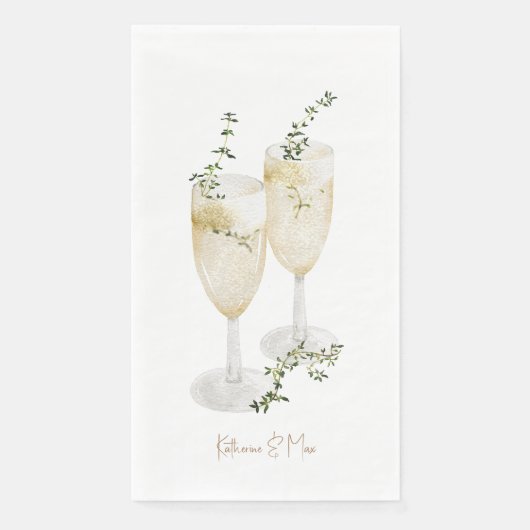 Serviette En Papier Champagne Personnalisé Mariage papier invité (Devant)