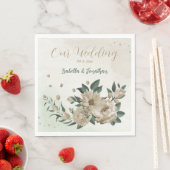 Serviette En Papier champagne romantique fleurs verdure mariage (En situation)