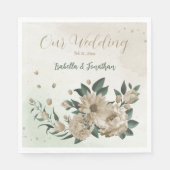 Serviette En Papier champagne romantique fleurs verdure mariage (Devant)