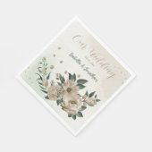 Serviette En Papier champagne romantique fleurs verdure mariage (Coin)