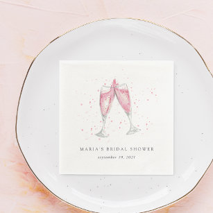 Serviette En Papier Champagne rose Fête des mariées personnalisée