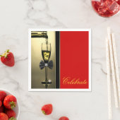 Serviette En Papier Champagne rouge et or (En situation)