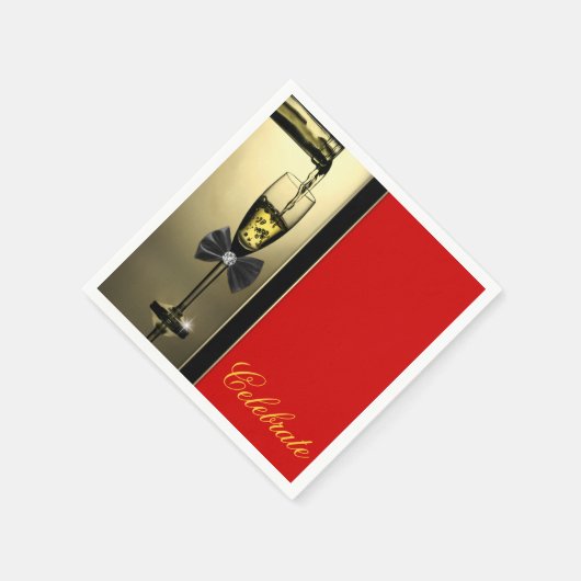 Serviette En Papier Champagne rouge et or (Coin)