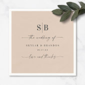 Serviette En Papier Champagne simple couleur solide Mariage monogramme