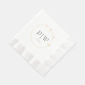 Serviette En Papier Champagne Simple Heart Wreath Monogram Mariage (Coin)