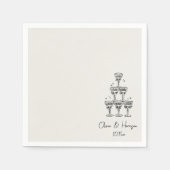 Serviette En Papier Champagne Tower Doodle Custom Name Wedding (Devant)