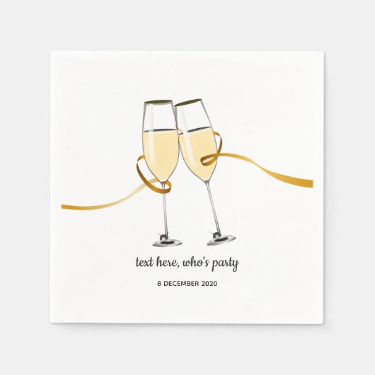Serviette En Papier Champagne, vin, whimsical, Papier de Cocktail serv (Devant)