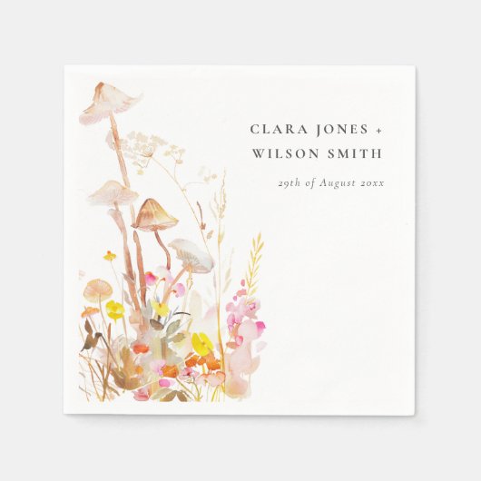 Serviette En Papier Champignon chic Wildflower Mariage botanique d'aut (Devant)