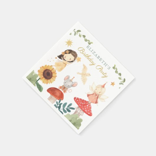 Serviette En Papier Champignon d'Anniversaire Fée Enchantée (Coin)