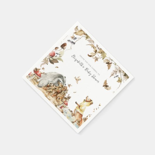Serviette En Papier Champignon d'automne | Baby shower forestier (Coin)