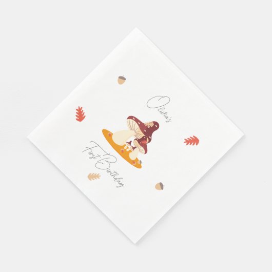 Serviette En Papier Champignon forestier Premier anniversaire (Coin)
