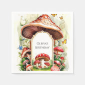 Serviette En Papier Champignon Pastel Boho Anniversaire (Devant)