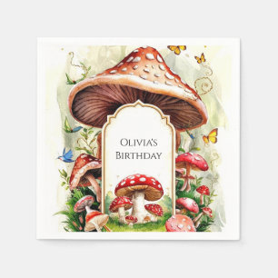 Serviette En Papier Champignon Pastel Boho Anniversaire