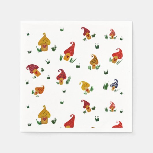 Serviette En Papier Champignons Blanc Standard Cocktail Papier à cockt (Devant)