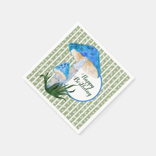 Serviette En Papier Champignons bleus sur Aspen Anniversaire (Coin)
