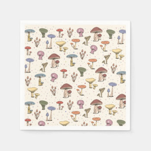 Serviette En Papier Champignons colorés Doodle Motif