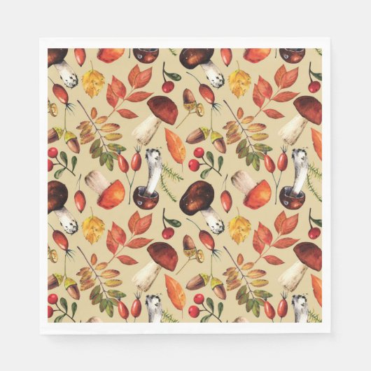 Serviette En Papier Champignons d'automne (Devant)