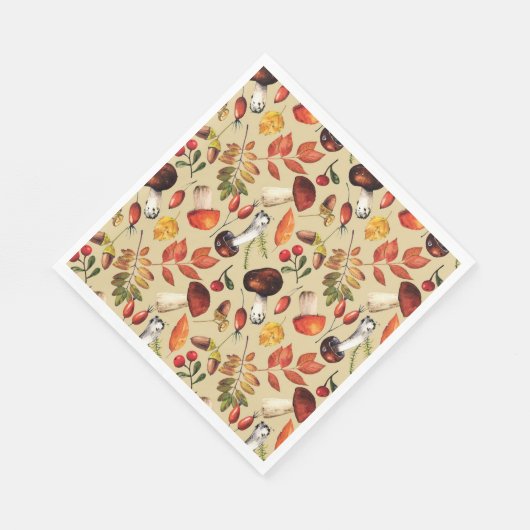 Serviette En Papier Champignons d'automne (Coin)
