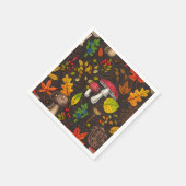 Serviette En Papier Champignons d'automne, feuilles, noix et baies sur (Coin)