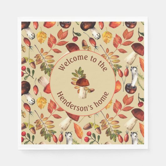 Serviette En Papier Champignons d'automne serviettes personnalisées en (Devant)