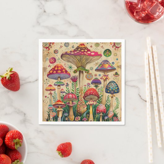 Serviette En Papier Champignons de Conte de Fées (En situation)