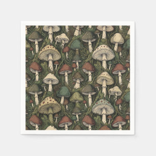 Serviette En Papier Champignons de forêt vintage Cottagecore nostalgiq