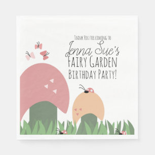 Serviette En Papier Champignons de jardin féerique coccinelles papillo