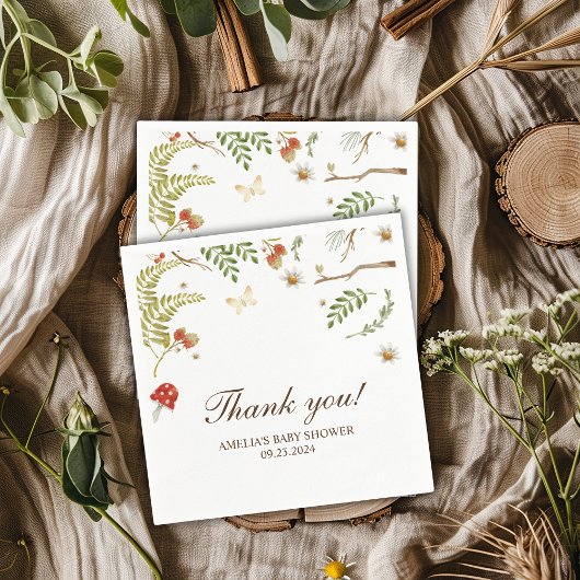 Serviette En Papier Champignons des bois baby shower neutre