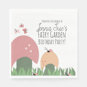 Serviette En Papier Champignons du jardin de fées Ladybugs Papillons