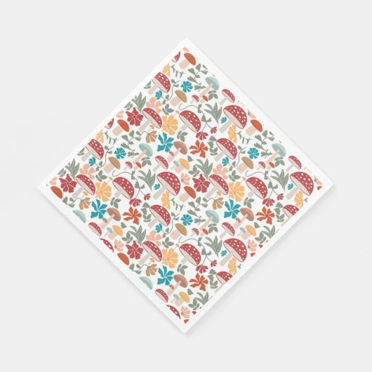 Serviette En Papier Champignons et fleurs du milieu du siècle moderne  (Coin)