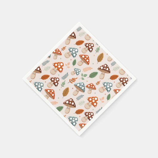 Serviette En Papier Champignons, Feuillage d'automne, Nature Patten (Coin)