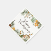 Serviette En Papier Champignons Rustiques de la forêt de automne Feuil (Coin)