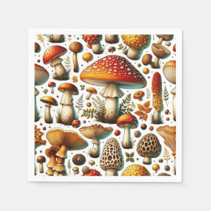 Serviette En Papier Champignons Sauvages Fantaisistes