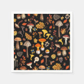 Serviette En Papier Champignons sauvages sur le noir (Devant)
