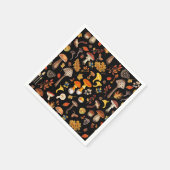 Serviette En Papier Champignons sauvages sur le noir (Coin)