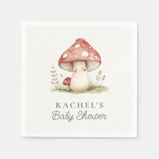 Serviette En Papier Champignons Whimsical Genre Neutre Baby shower mig (Devant)
