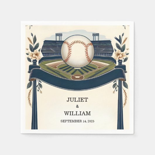Serviette En Papier Champion Team Ball Field Mariage de baseball (Devant)