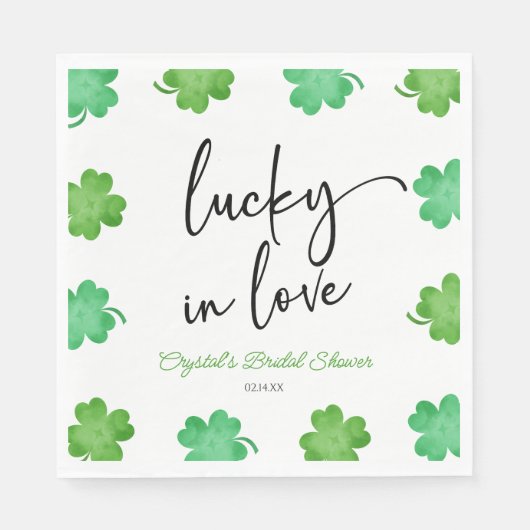 Serviette En Papier Chanceux en amour Shamrock Vert Trèfles Réception  (Devant)