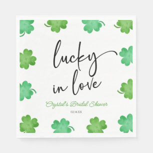Serviette En Papier Chanceux en amour trèfles shamrock vert enterremen