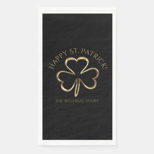 Serviette En Papier Chanceux Saint-Patrick Noir et Or Trèfle Trèfle