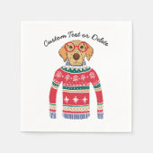 Serviette En Papier Chandail de Noël moche, Chien portant des lunettes (Devant)