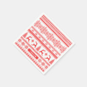 Serviette En Papier Chandail de Noël rouge brun motif monogramme (Coin)
