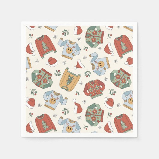 Serviette En Papier Chandails de Noël et Motif Casquette (Devant)