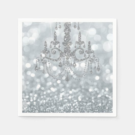 Serviette En Papier Chandelier blanc Parties scintillant en argent Bok (Devant)