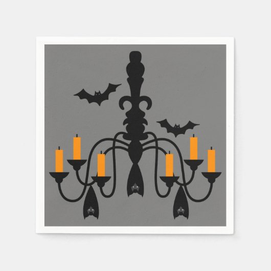 Serviette En Papier Chandelier d'Halloween et chauves-souris (Devant)