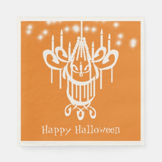 Serviette En Papier Chandelier Orange Joyeux Halloween (Devant)