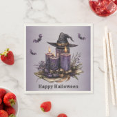 Serviette En Papier Chandelles violettes d'Halloween chauves-souris Éf (En situation)